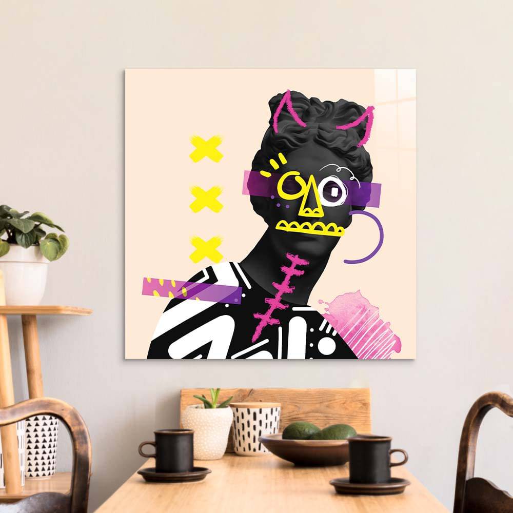 Vandalised Greek Statue 3 Glass Wall Art - CreoGlass E-Shop