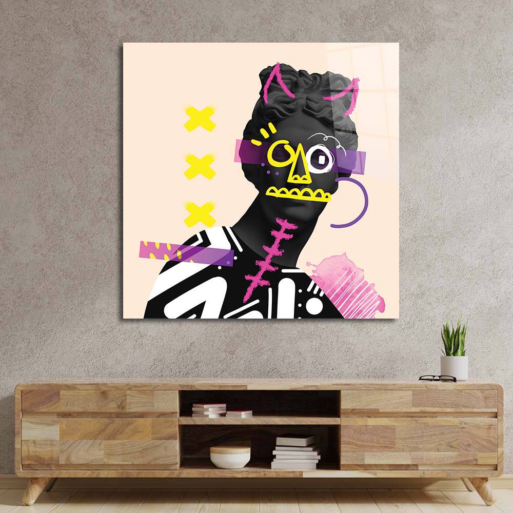 Vandalised Greek Statue 3 Glass Wall Art - CreoGlass E-Shop