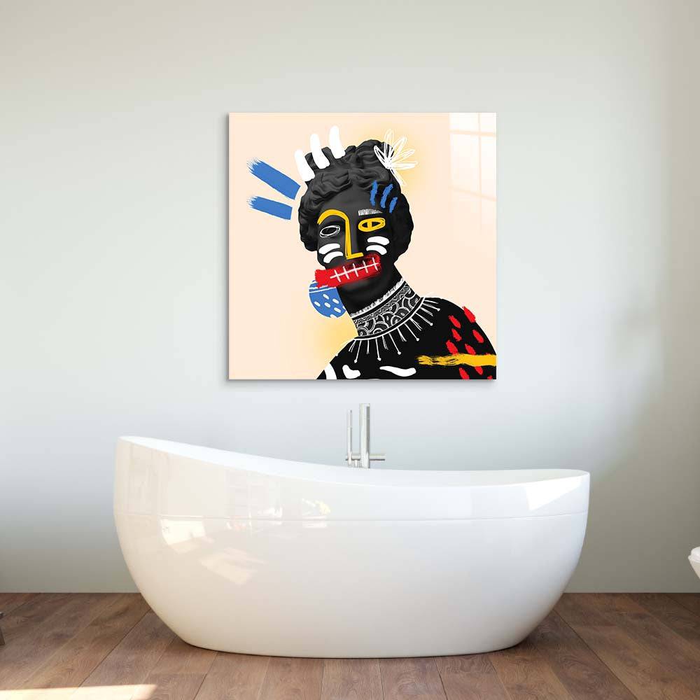 Vandalised Greek Statue Glass Wall Art - CreoGlass E-Shop