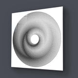 White Abstract Halftone Spiral Glass Wall Art - CreoGlass E-Shop