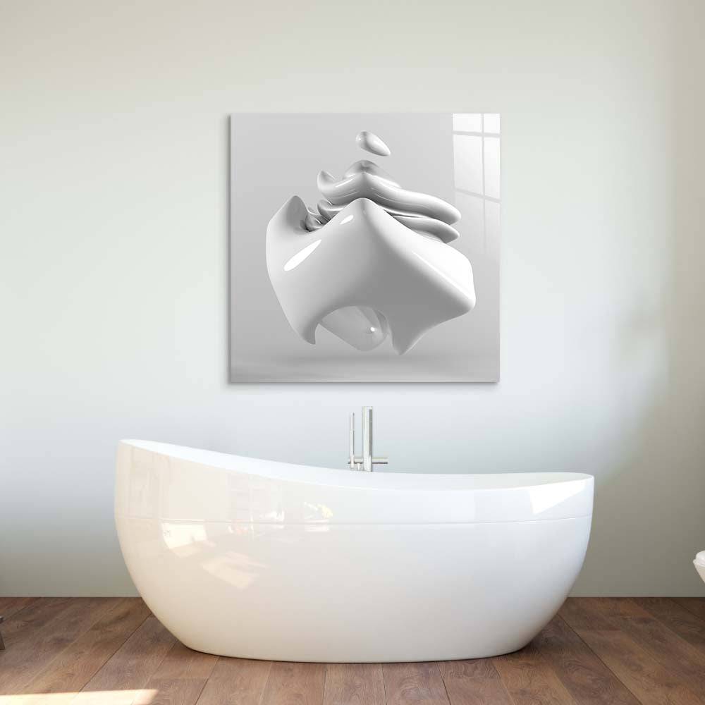 White Glossy Cube Glass Wall Art - CreoGlass E-Shop