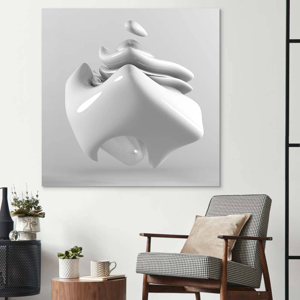 White Glossy Cube Glass Wall Art - CreoGlass E-Shop