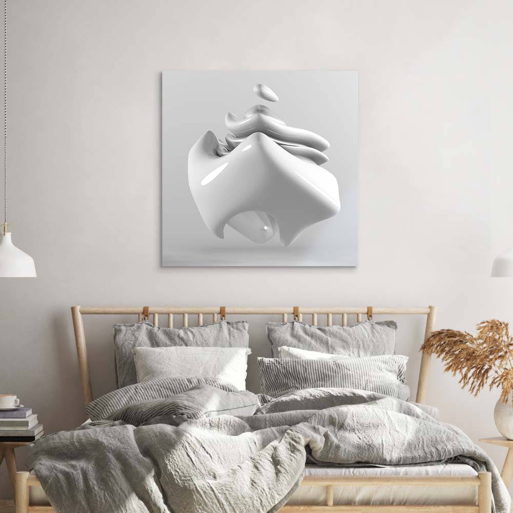 White Glossy Cube Glass Wall Art - CreoGlass E-Shop