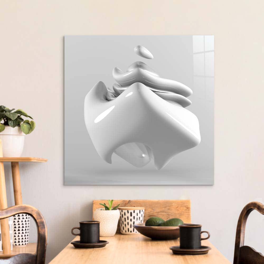 White Glossy Cube Glass Wall Art - CreoGlass E-Shop