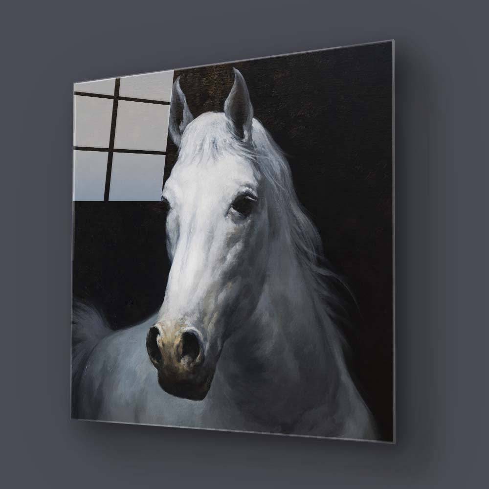 White Horse Glass Wall Art - CreoGlass E-Shop