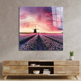 Windmill and Tulips Glass Wall Art - CreoGlass E-Shop