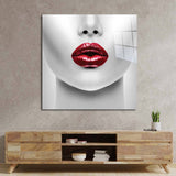 Woman with Red Lips Glass Wall Art - CreoGlass E-Shop