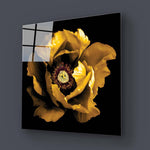 Yellow Peony Glass Wall Art - CreoGlass E-Shop