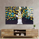 3D Tree with Gold Leaves Glass Wall Art - CreoGlass E-Shop