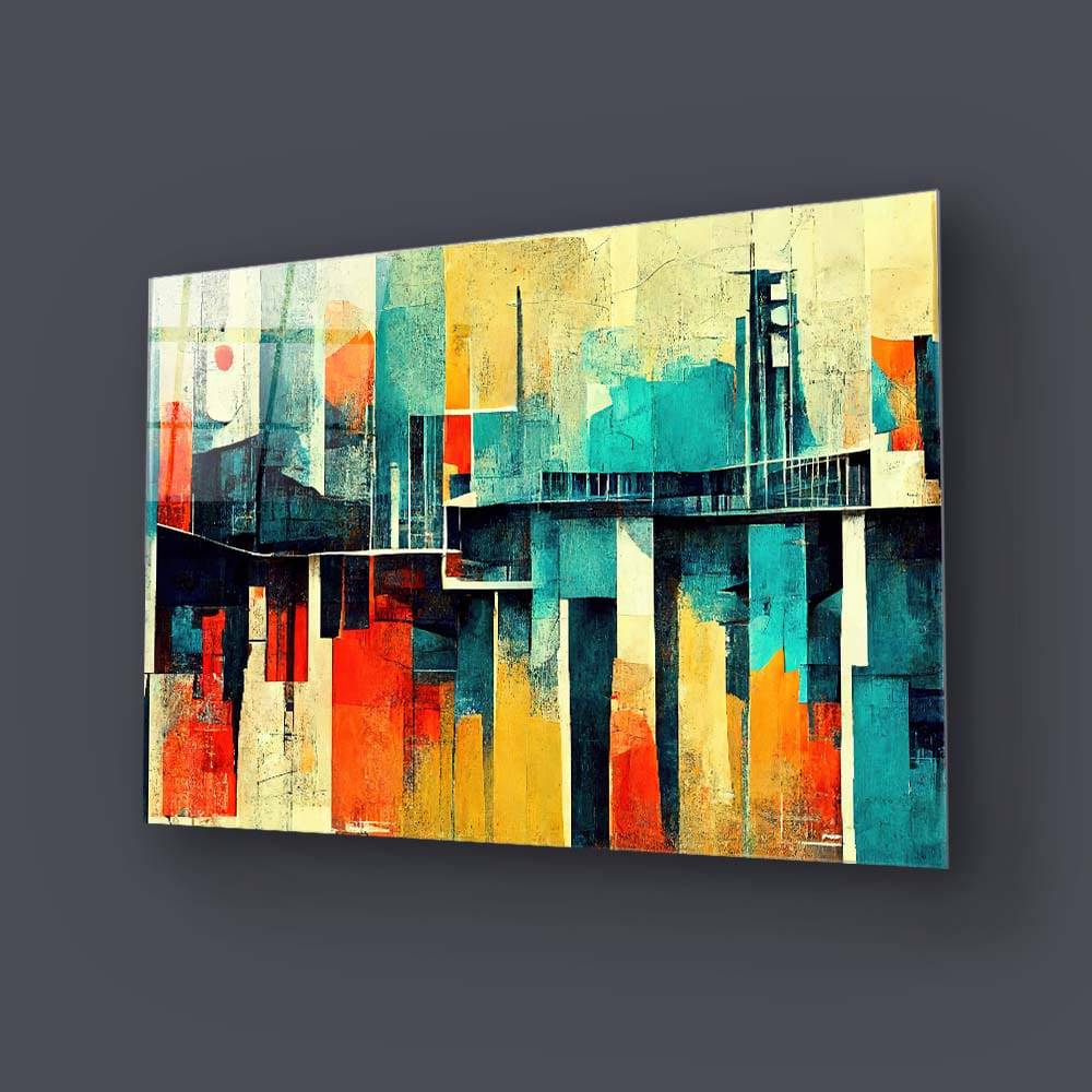 60s Distressed Space Age Glass Wall Art - CreoGlass E-Shop