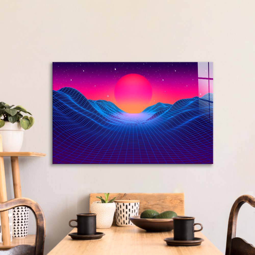 80's Synthwave Glass Wall Art - CreoGlass E-Shop