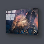 Abstract Heritage Blue Alcohol Ink Marble Glass Wall Art - CreoGlass E-Shop