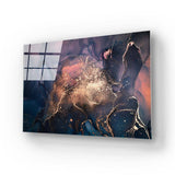 Abstract Heritage Blue Alcohol Ink Marble Glass Wall Art - CreoGlass E-Shop