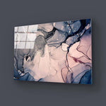 Abstract Light Blue and Baby Pink Alcohol Ink Marble Glass Wall Art - CreoGlass E-Shop