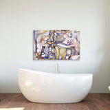 Abstract Man, Woman and their Cat Glass Wall Art - CreoGlass E-Shop