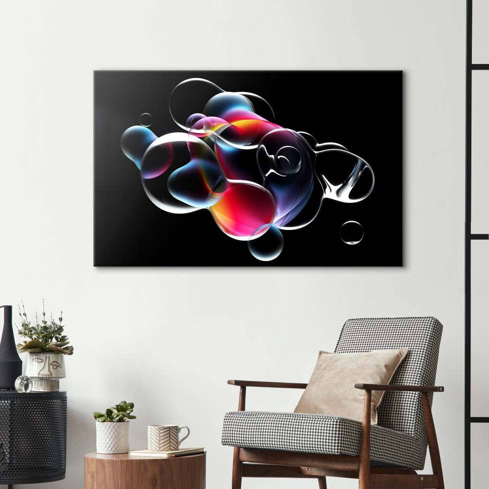 Abstract Metallic Bubbles Glass Wall Art - CreoGlass E-Shop