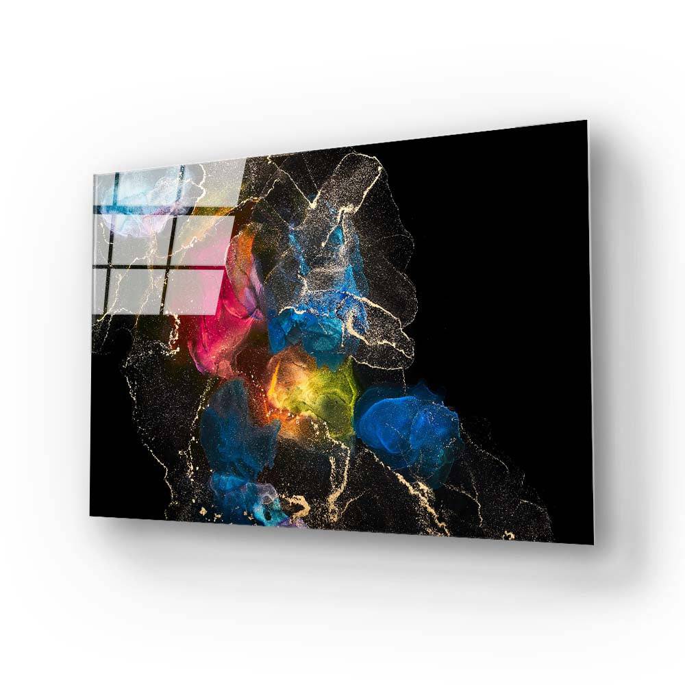 Abstract Multi-Coloured Alcohol Ink Marble Glass Wall Art - CreoGlass E-Shop