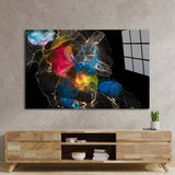 Abstract Multi-Coloured Alcohol Ink Marble Glass Wall Art - CreoGlass E-Shop