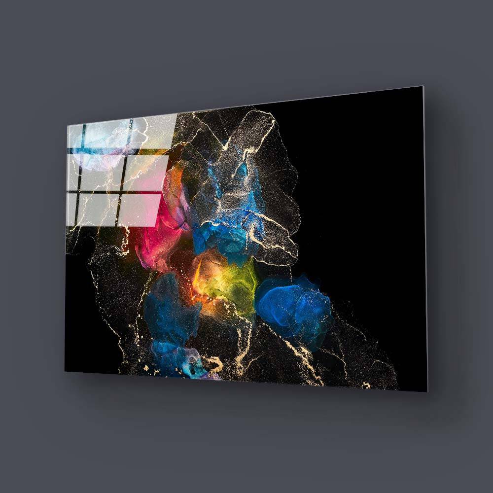Abstract Multi-Coloured Alcohol Ink Marble Glass Wall Art - CreoGlass E-Shop