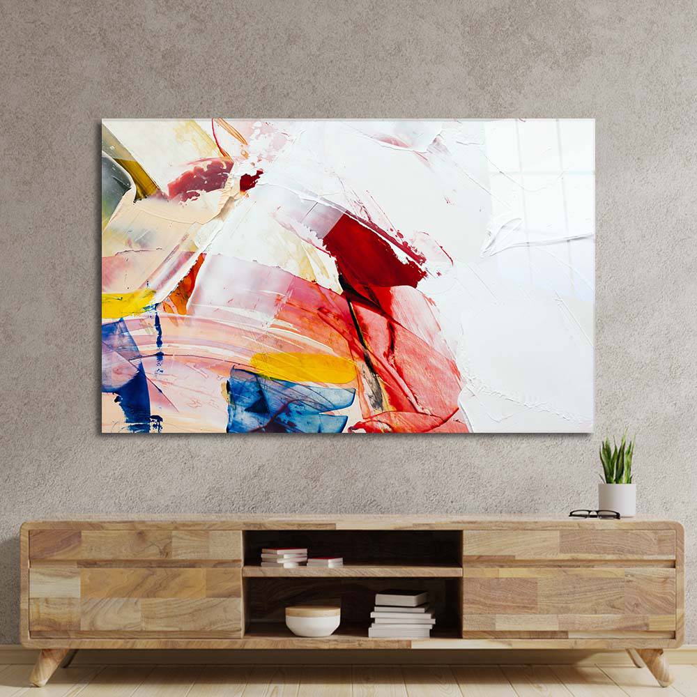 Abstract Palette Knife Oil Painting Glass Wall Art - CreoGlass E-Shop