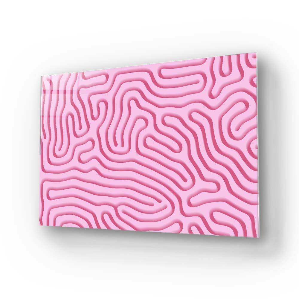 Abstract Pink Maze Glass Wall Art - CreoGlass E-Shop