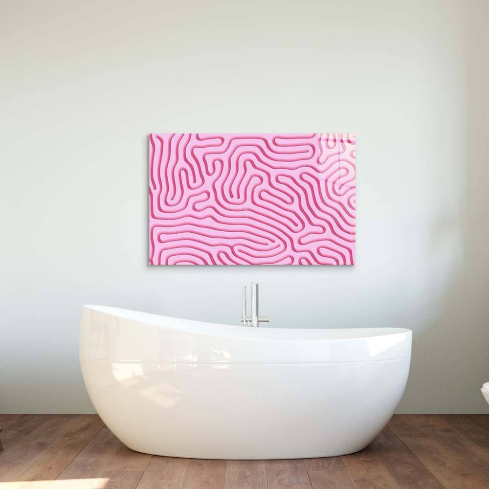 Abstract Pink Maze Glass Wall Art - CreoGlass E-Shop