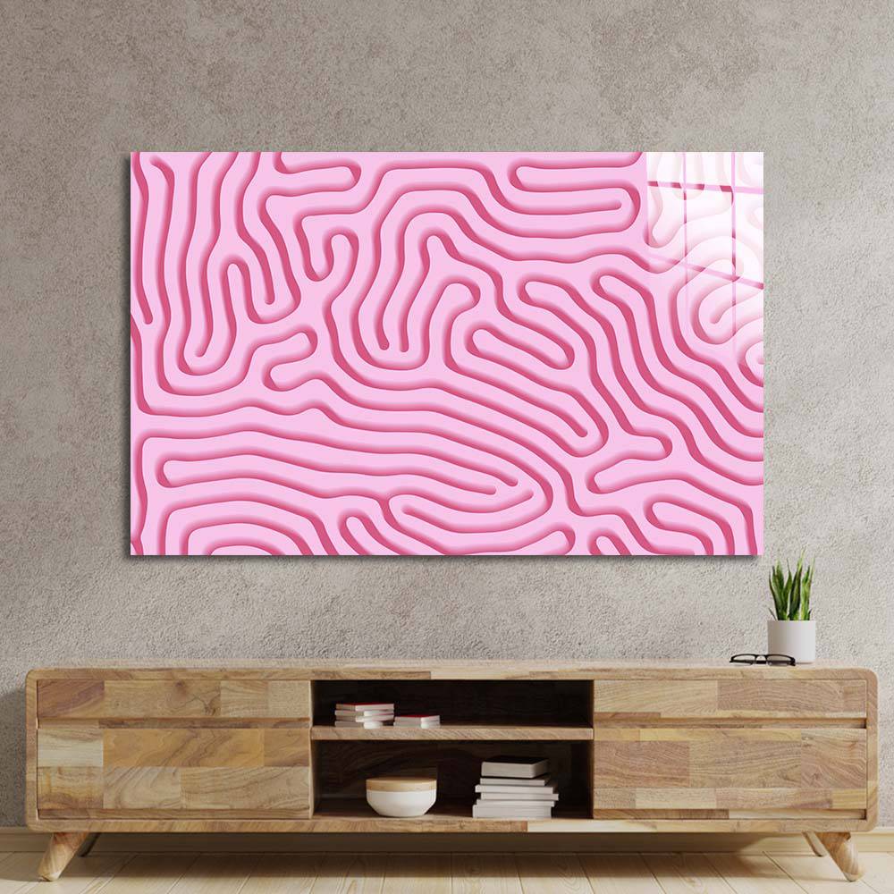 Abstract Pink Maze Glass Wall Art - CreoGlass E-Shop