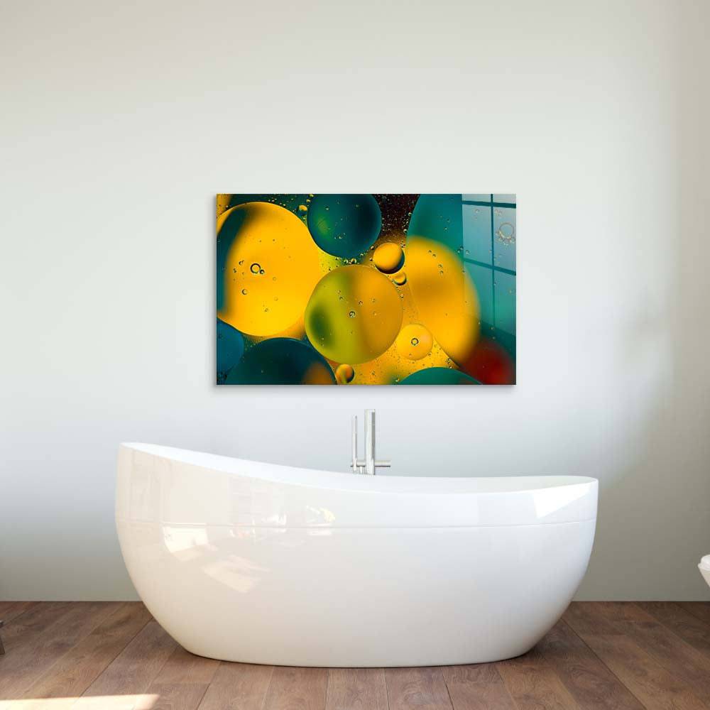 Abstract Water and Oil Bubbles Glass Wall Art - CreoGlass E-Shop