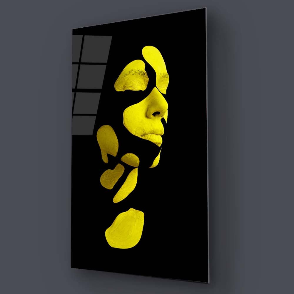 Abstract Yellow Makeup Glass Wall Art - CreoGlass E-Shop