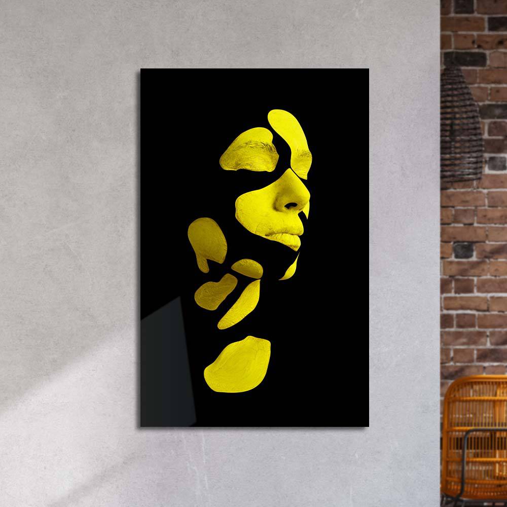Abstract Yellow Makeup Glass Wall Art - CreoGlass E-Shop