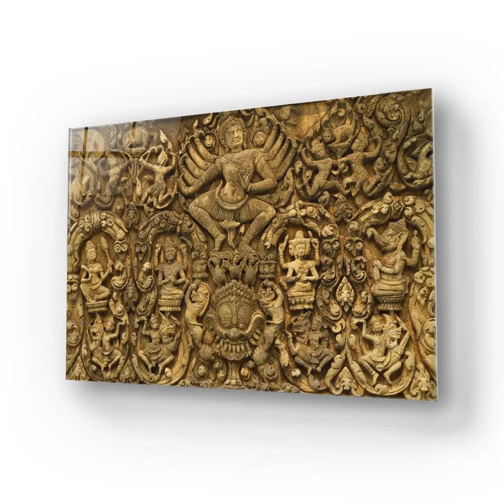 Angkor Wat Stylized Ancient Hindu Glass Wall Art - CreoGlass E-Shop