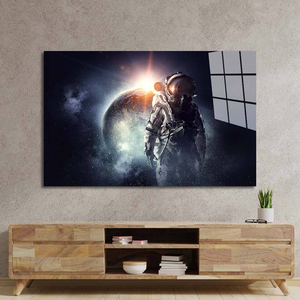 Astronaut on the Moon Glass Wall Art - CreoGlass E-Shop