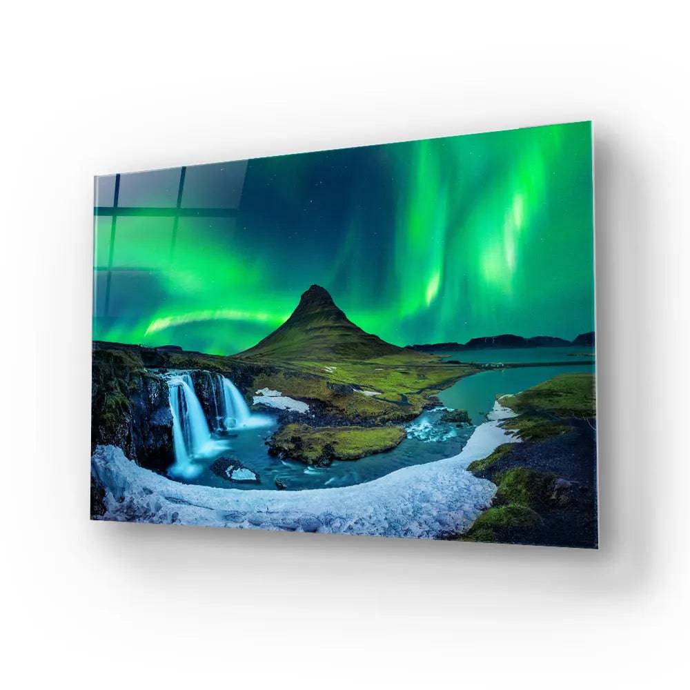 Aurora Borealis Northern Lights Landscape Glass Wall Art - CreoGlass E-Shop