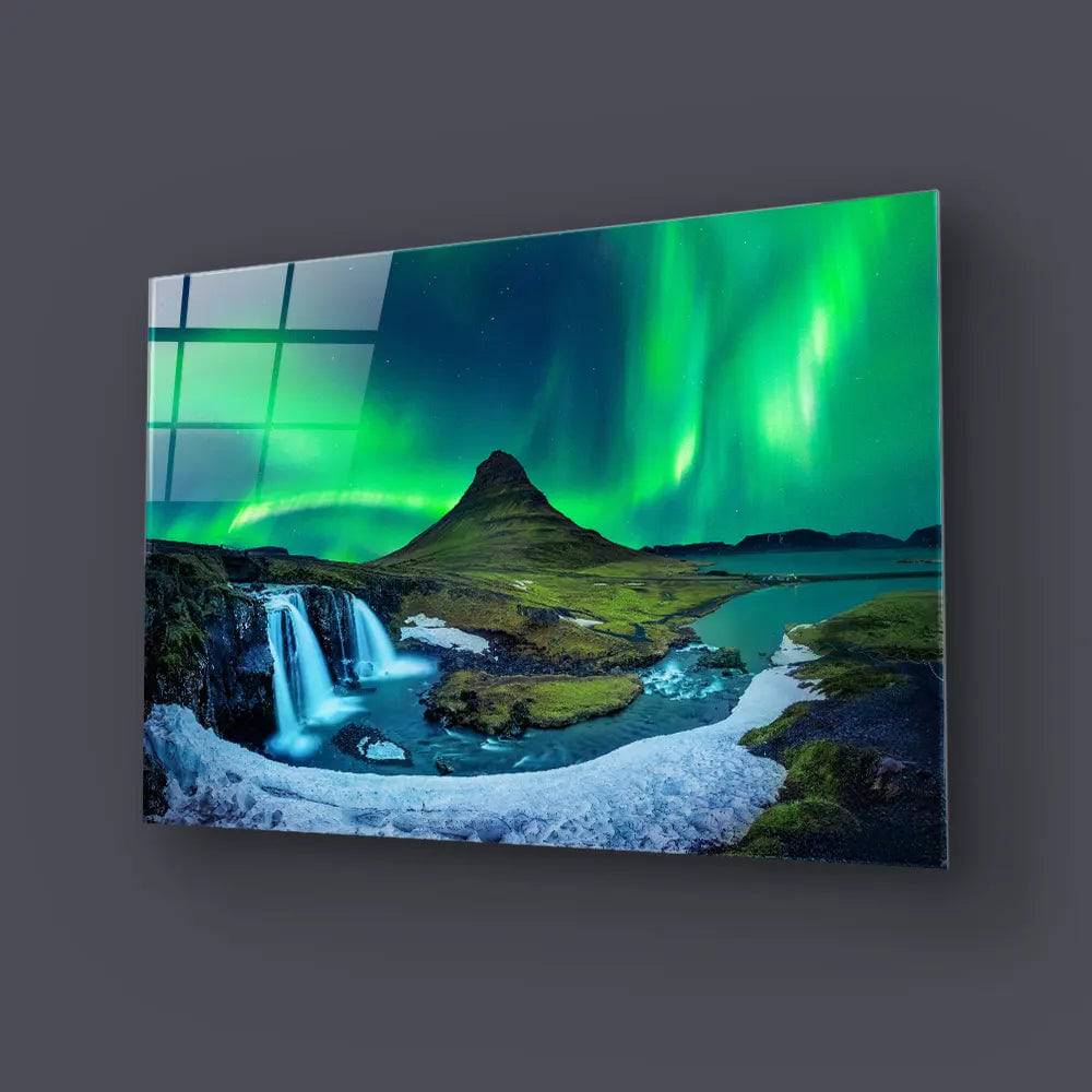 Aurora Borealis Northern Lights Landscape Glass Wall Art - CreoGlass E-Shop
