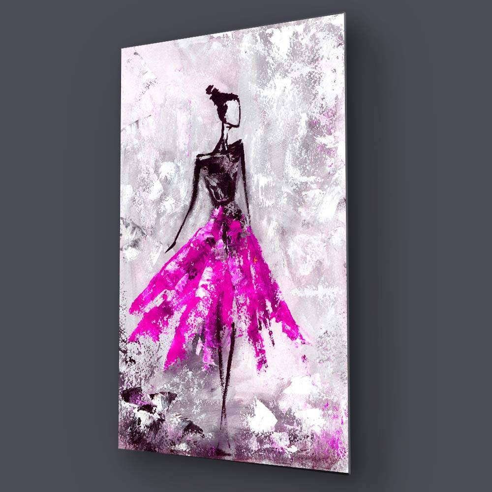 Ballerina in Pink Tutu Glass Wall Art - CreoGlass E-Shop