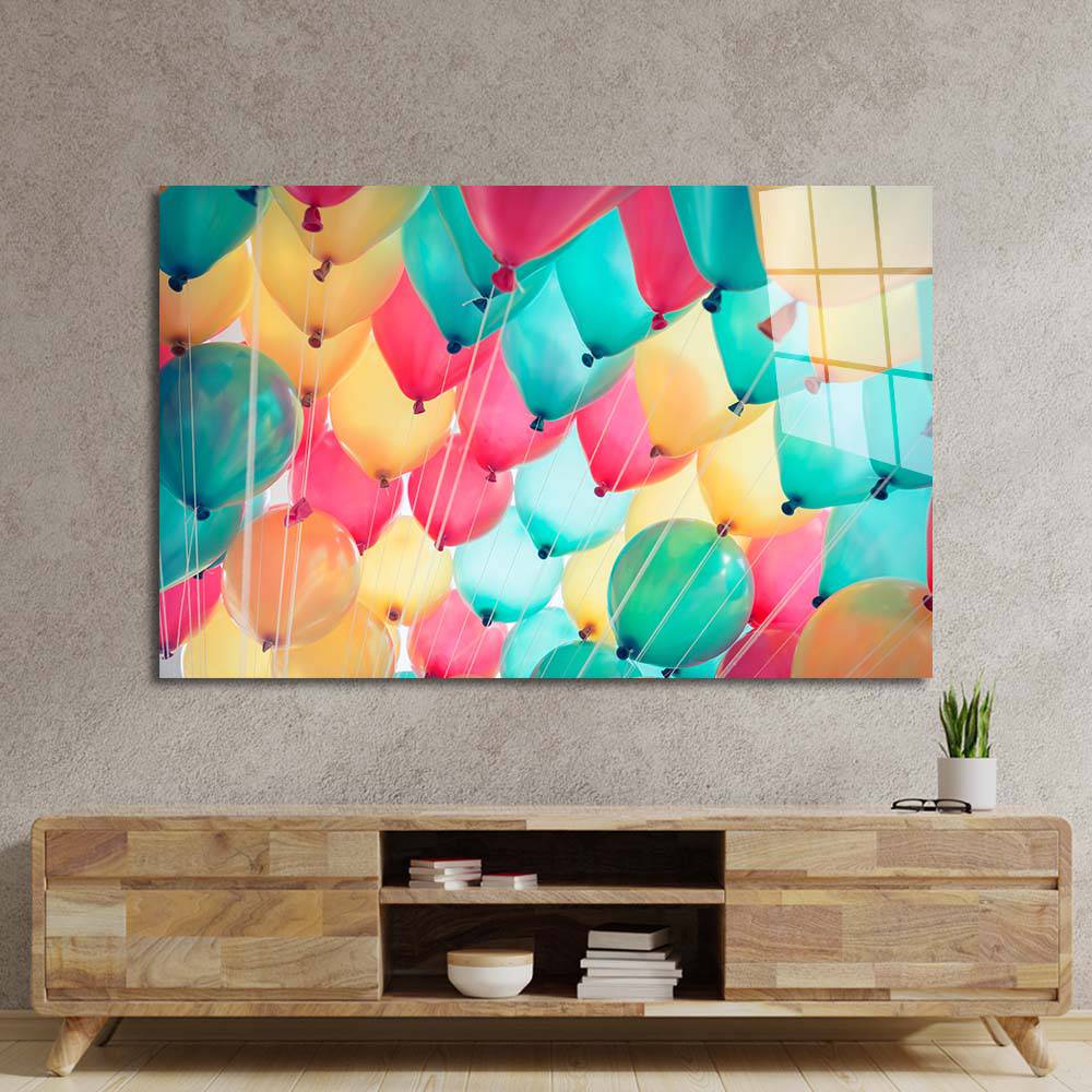 Balloons Sky Glass Wall Art - CreoGlass E-Shop