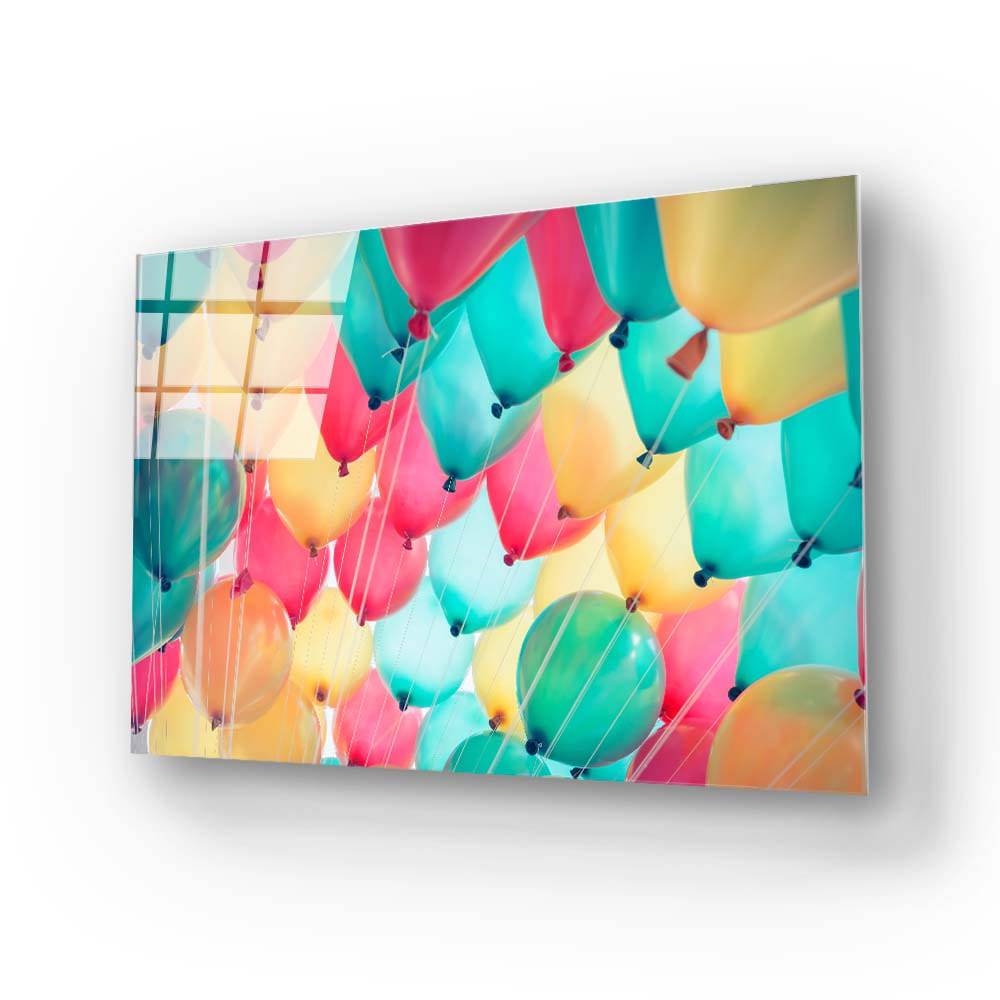 Balloons Sky Glass Wall Art - CreoGlass E-Shop