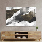 Black and Gold Geometric Clouds Glass Wall Art - CreoGlass E-Shop