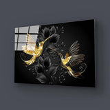 Black Gold Jewelry Humming Birds Glass Wall Art - CreoGlass E-Shop