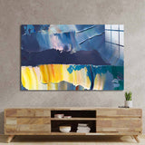 Blue and Yellow Modern Abstract Glass Wall Art - CreoGlass E-Shop