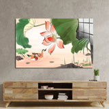 Chinese Style Lotus Glass Wall Art - CreoGlass E-Shop