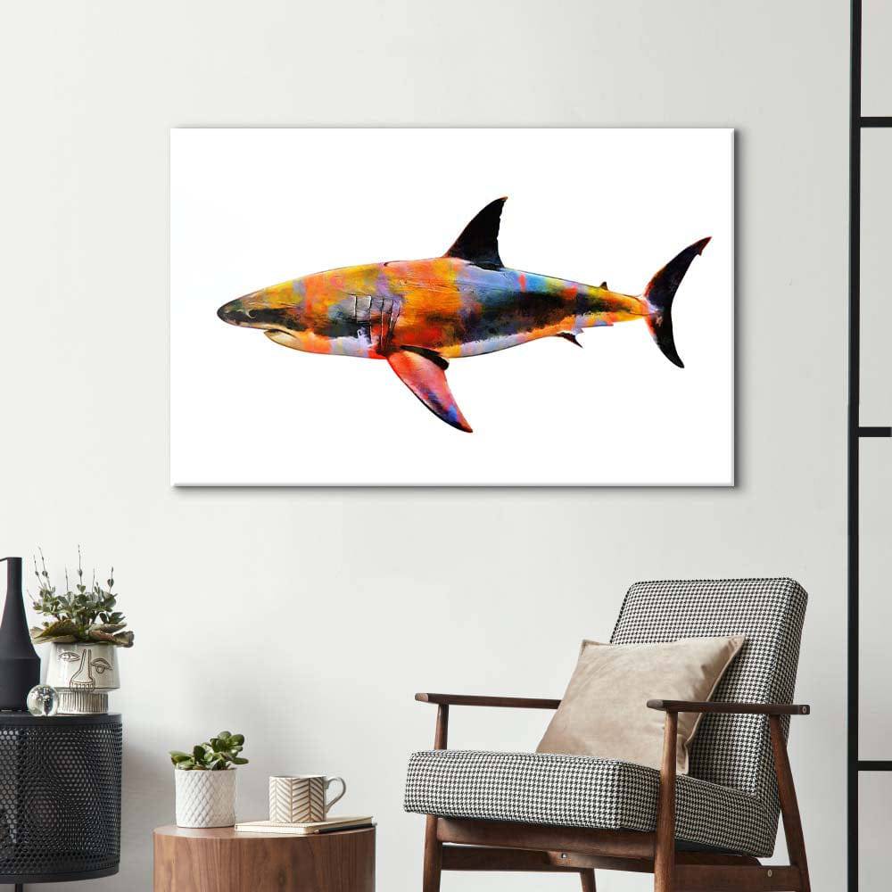 Colourful Abstract Shark Glass Wall Art - CreoGlass E-Shop