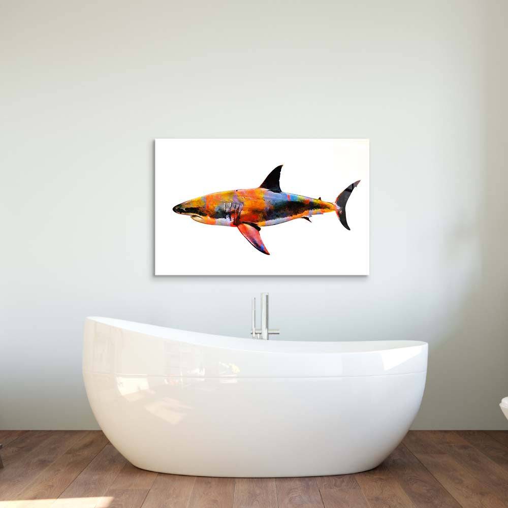Colourful Abstract Shark Glass Wall Art - CreoGlass E-Shop