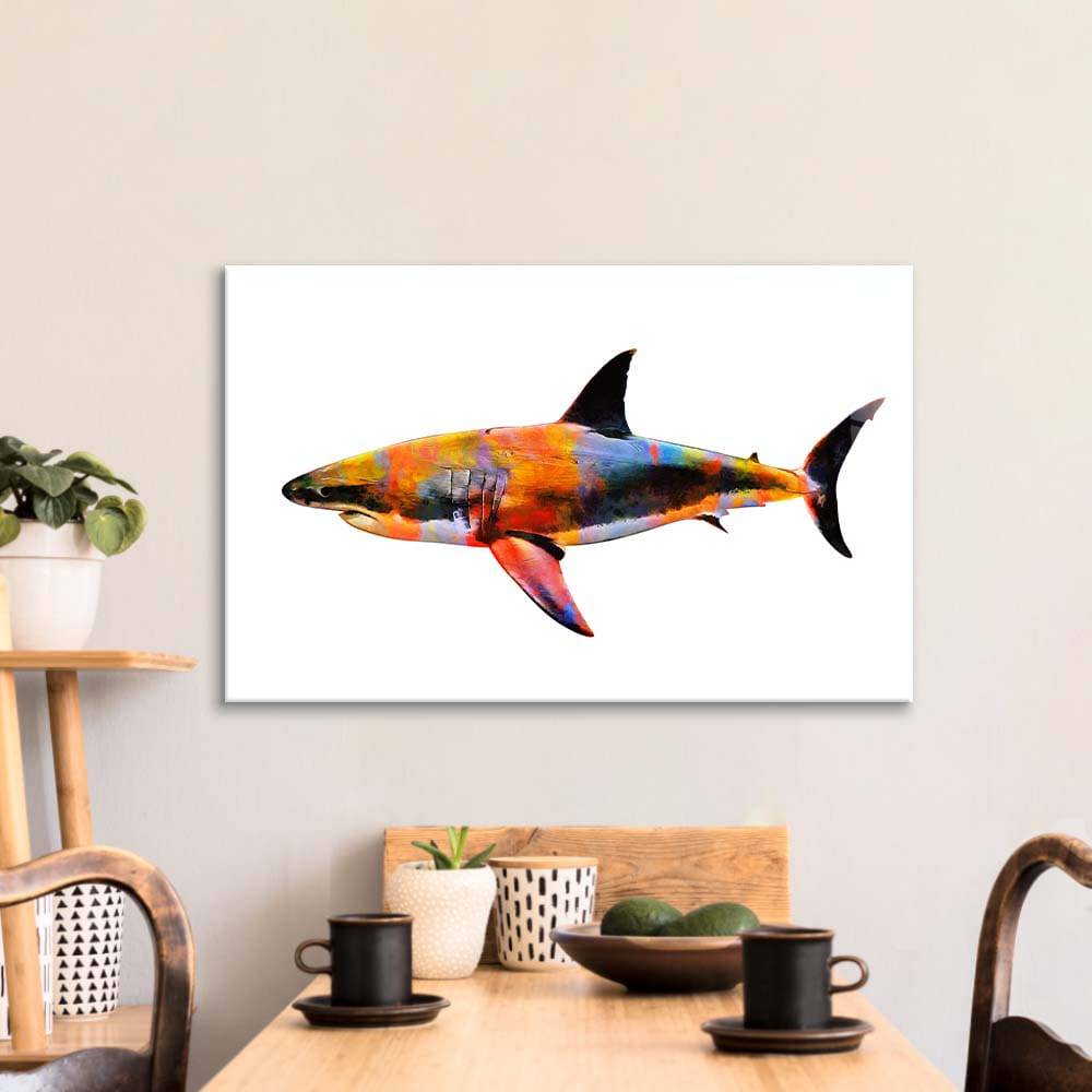 Colourful Abstract Shark Glass Wall Art - CreoGlass E-Shop