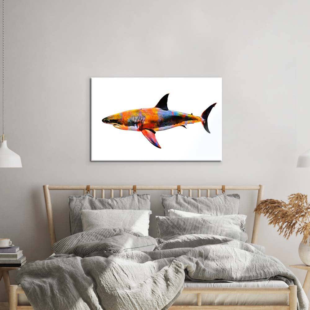 Colourful Abstract Shark Glass Wall Art - CreoGlass E-Shop