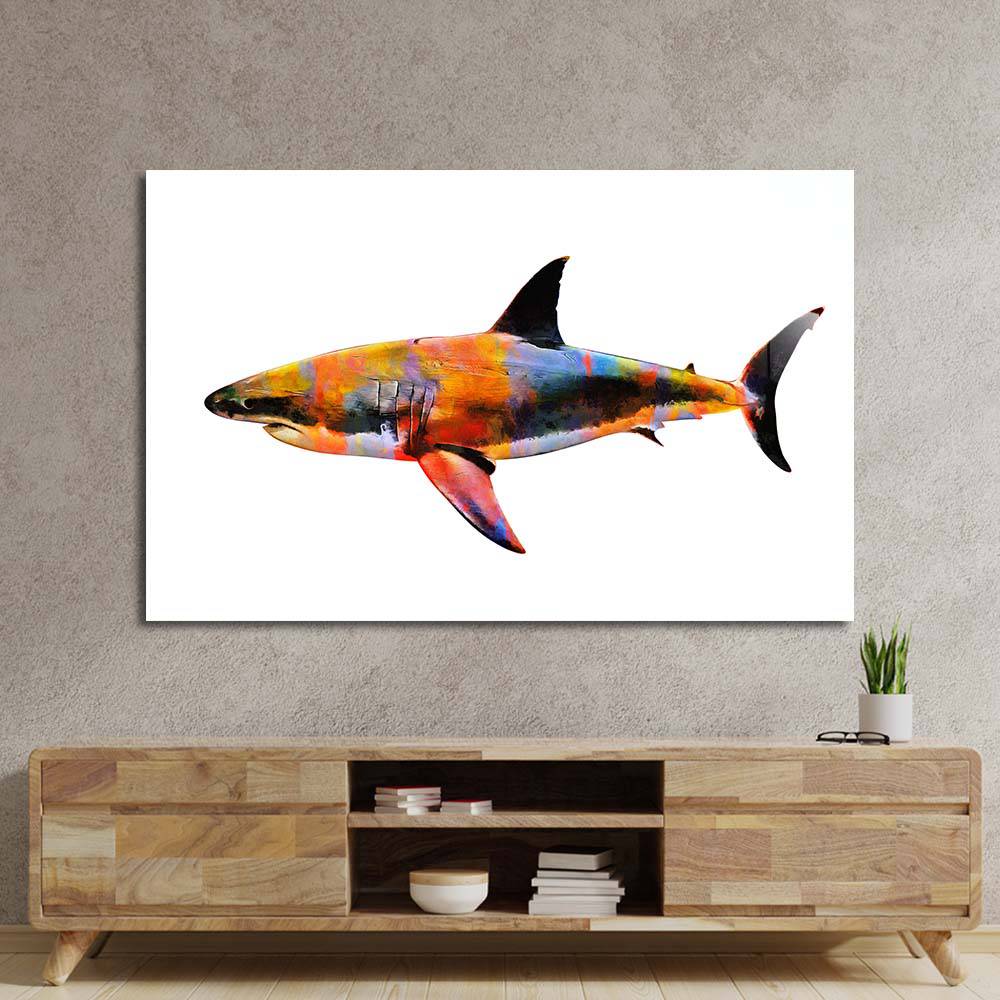 Colourful Abstract Shark Glass Wall Art - CreoGlass E-Shop