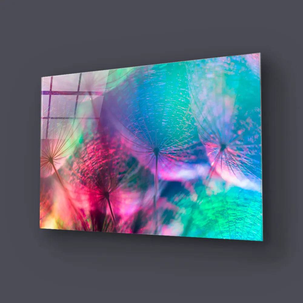 Colourful Dandelion Flowers Glass Wall Art - CreoGlass E-Shop