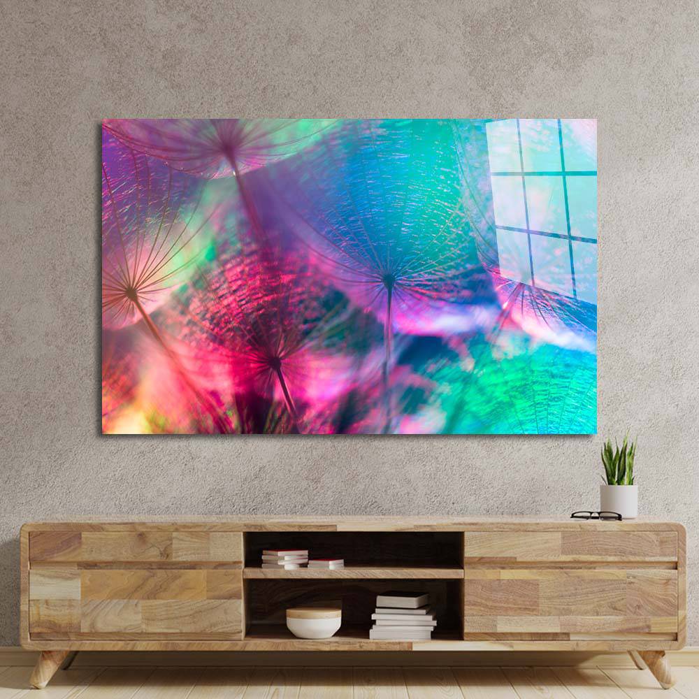 Colourful Dandelion Glass Wall Art - CreoGlass E-Shop