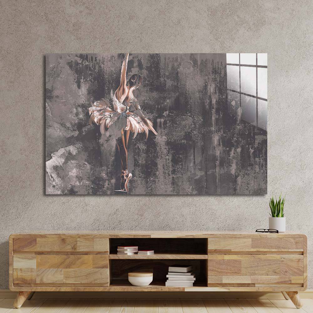 Distressed Ballerina Glass Wall Art - CreoGlass E-Shop