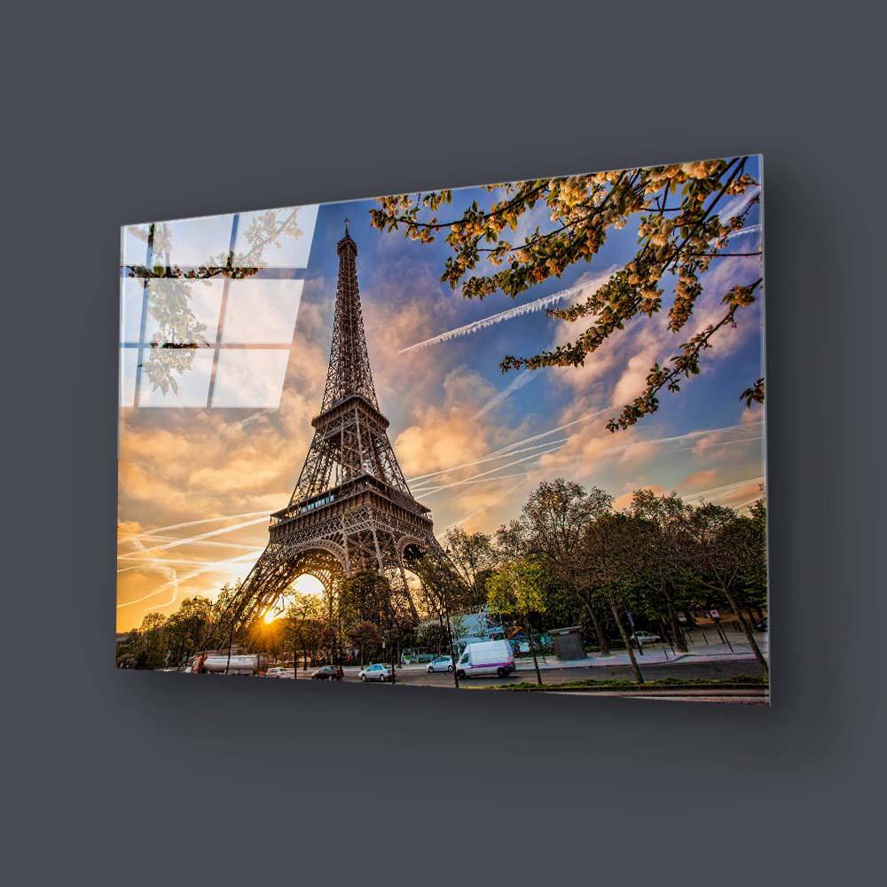 Eiffel Tower Sunset Glass Wall Art - CreoGlass E-Shop